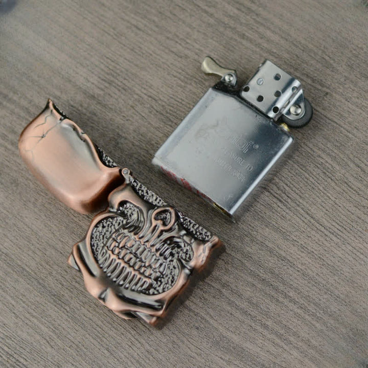 Retro Heavy Duty Armor Skull Refillable Kerosene Lighter - image 10