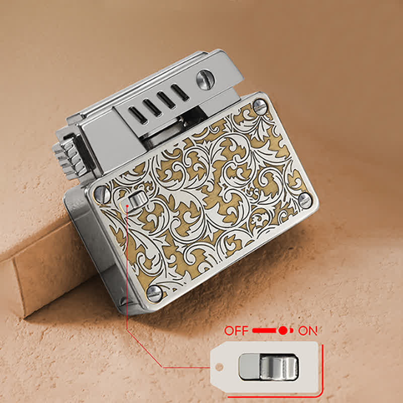 Carved Pop-up Ignition Safety Lock Refillable Kerosene Lighter - image 3