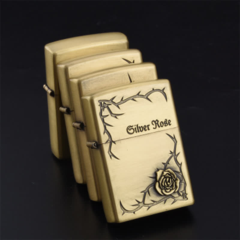 Bronze Embossed Roses Refillable Kerosene Lighter - image 1