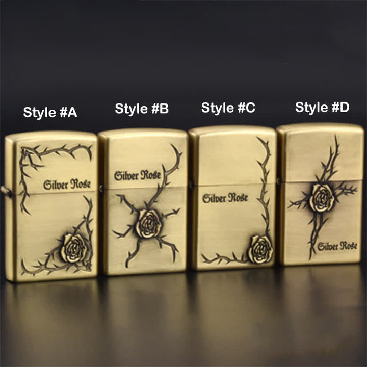 Bronze Embossed Roses Refillable Kerosene Lighter - Style #D - image 2