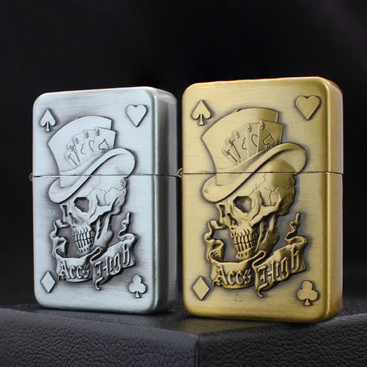 Poker Card Skull & Aces Refillable Butane Lighter - image 0