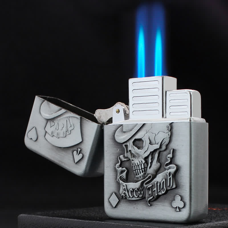 Poker Card Skull & Aces Refillable Butane Lighter - image 1