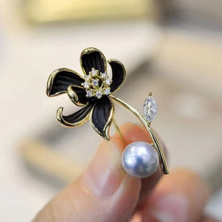 Women's Classic Lotus Flower Faux Pearl Brooch - image 4