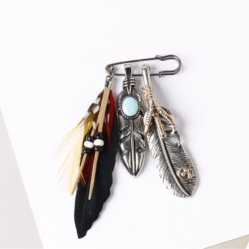Unisex Bohemian Indian Ethnic Feather Brooch - image 2