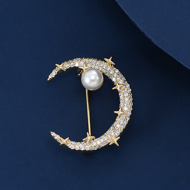 Women's Fashion Moon & Star Rhinestone Brooch - image 4