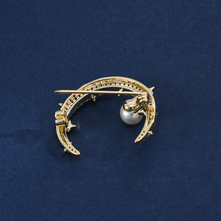 Women's Fashion Moon & Star Rhinestone Brooch - image 3