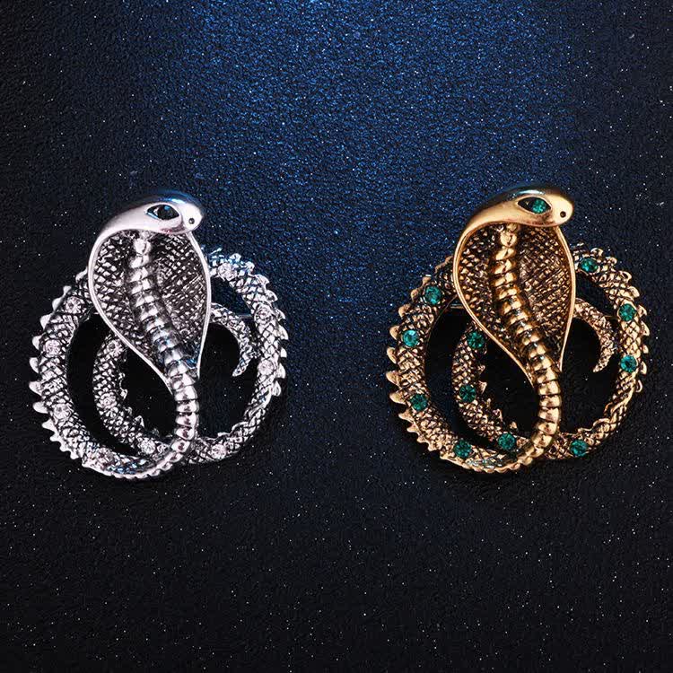 Unisex Original Retro Cobra Rhinestone Brooch - image 2