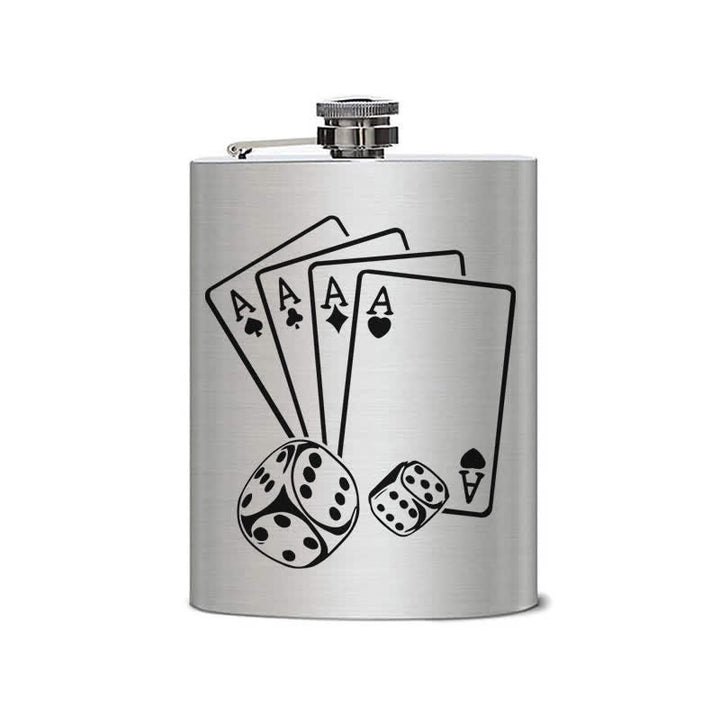 3-8 oz Poker Dice Laser Pattern Stainless Steel Portable Flask