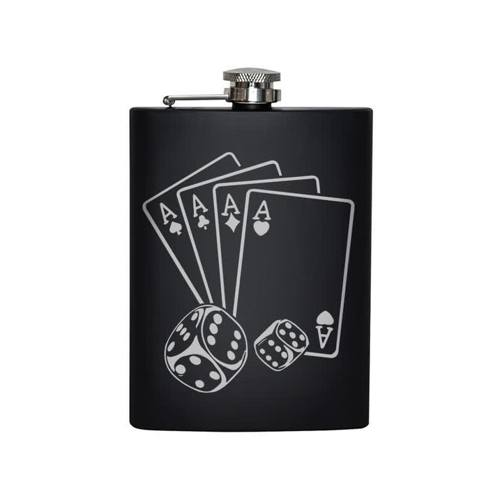 3-8 oz Poker Dice Laser Pattern Stainless Steel Portable Flask
