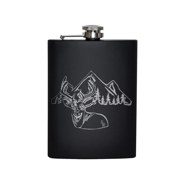 3-8 oz Deer Hunting Laser Pattern Stainless Steel Portable Flask