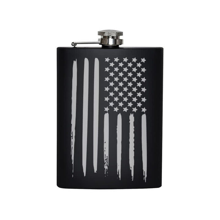 3-8 oz American Flag Laser Pattern Stainless Steel Portable Flask