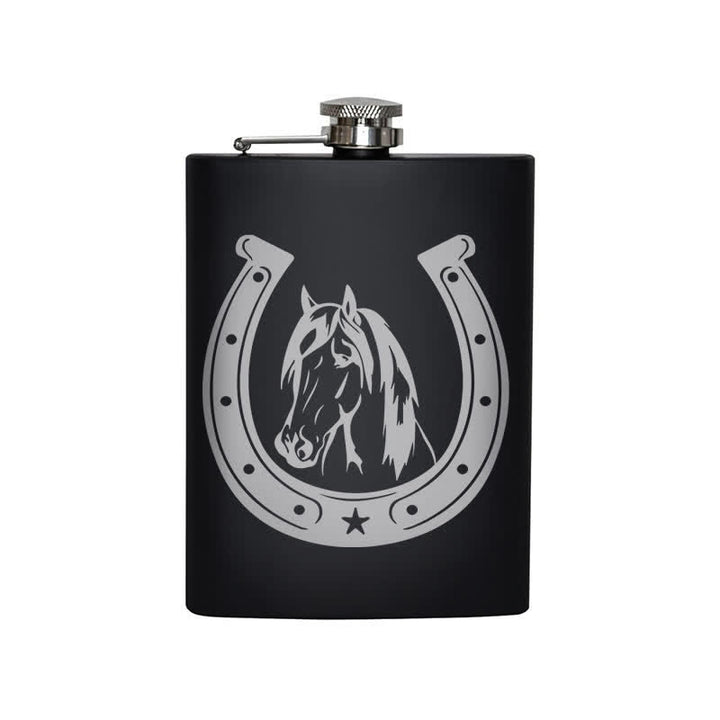 3-8 oz Horse Head Laser Pattern Stainless Steel Portable Flask