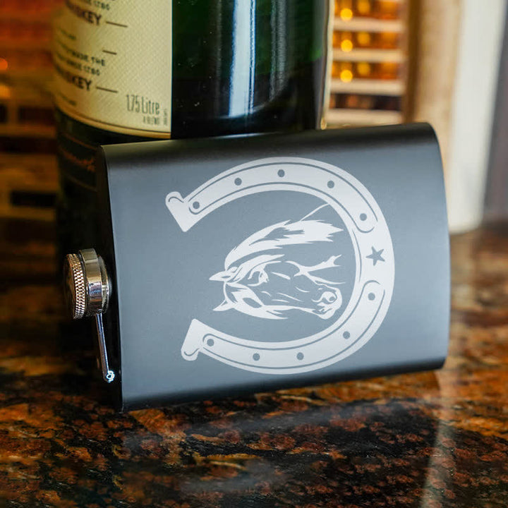 3-8 oz Horse Head Laser Pattern Stainless Steel Portable Flask