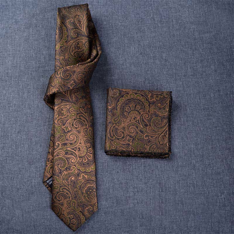 5Pcs Men's Dark Brown & Black Paisley Bow Ties Gift Box - image 5