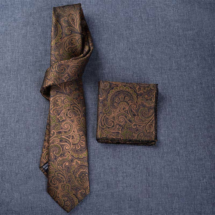 5Pcs Men's Dark Brown & Black Paisley Bow Ties Gift Box - image 5