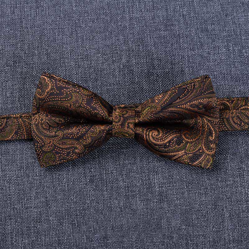 5Pcs Men's Dark Brown & Black Paisley Bow Ties Gift Box - image 6