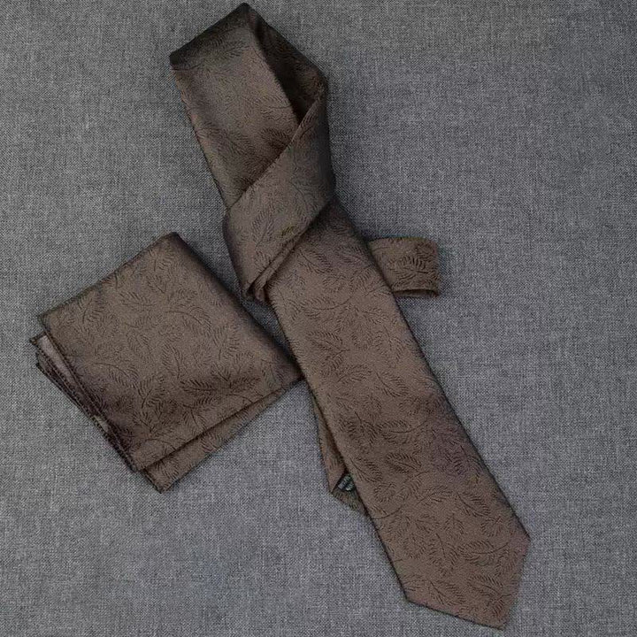 5Pcs Men's Casual Dark Brown Leaves Print Bow Ties Gift Box - image 3