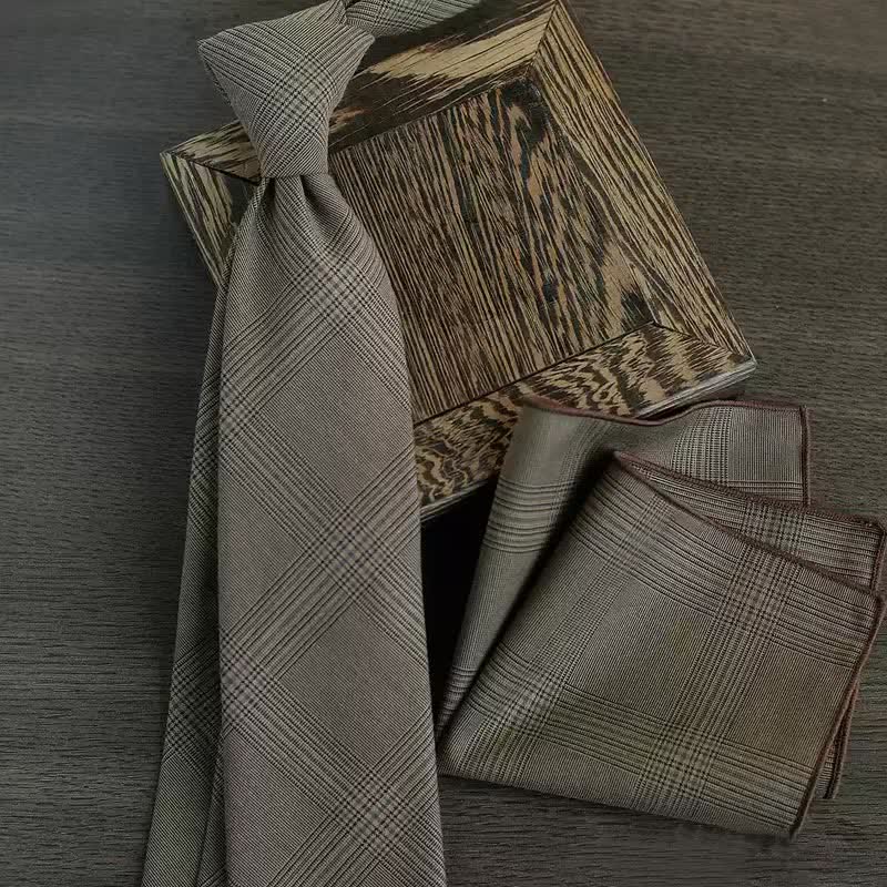 5Pcs Men's Vintage Coffee Brown Plaid Bow Ties Gift Box - image 7