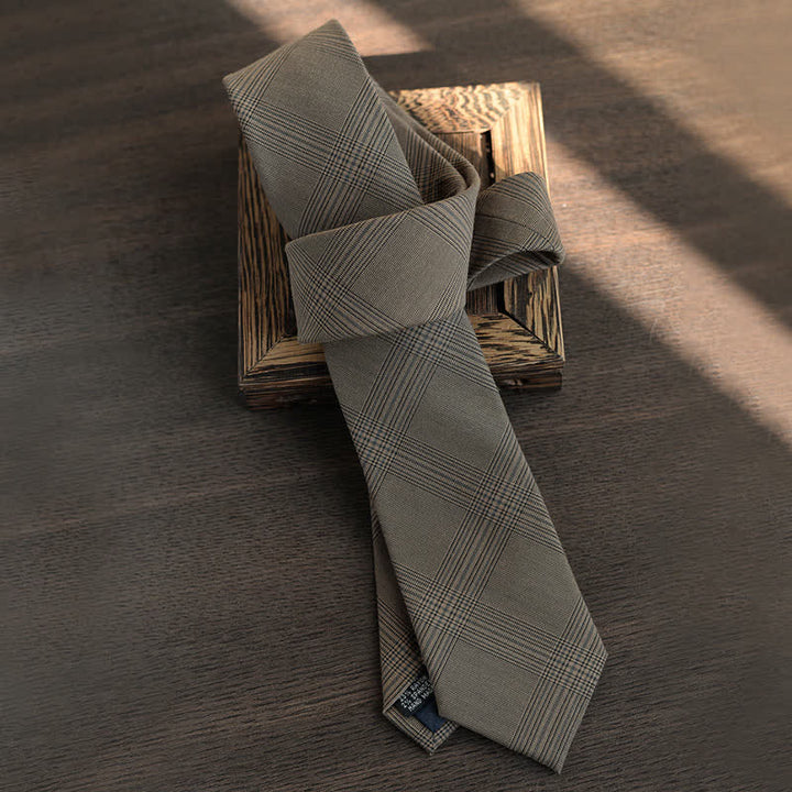 5Pcs Men's Vintage Coffee Brown Plaid Bow Ties Gift Box - image 6
