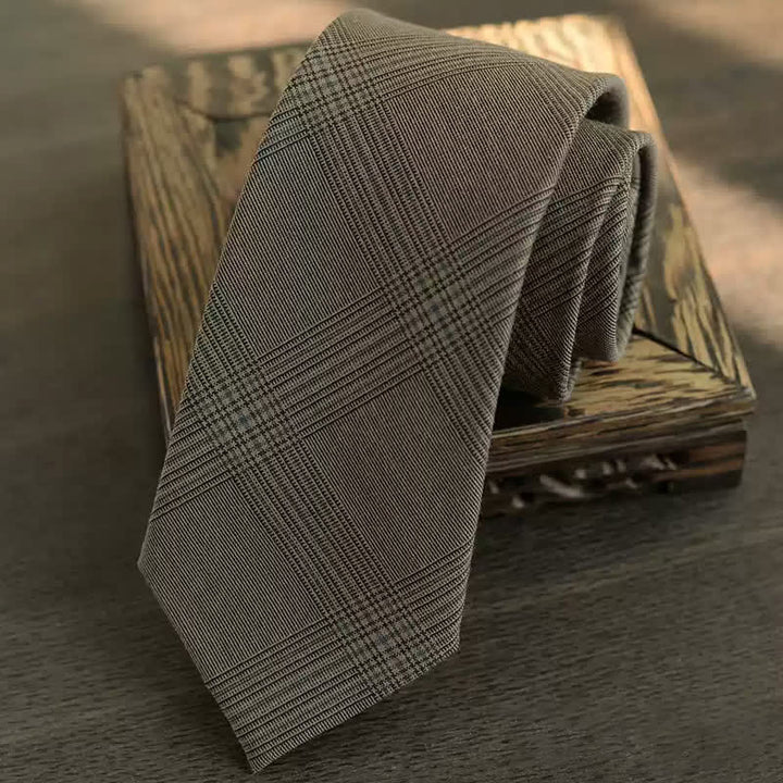 5Pcs Men's Vintage Coffee Brown Plaid Bow Ties Gift Box - image 5