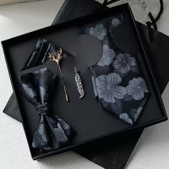 5Pcs Men's Vintage Floral Classic Wedding Bow Ties Gift Box