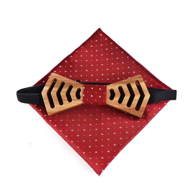 2Pcs Men's Novelty Cutout Regular Shape Wooden Bow Tie Set - image 3