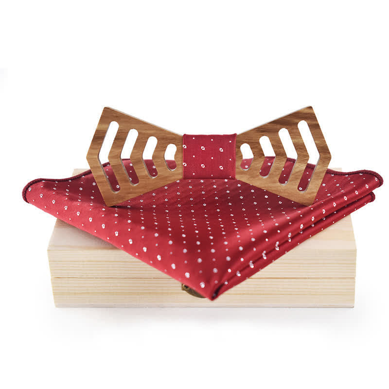 2Pcs Men's Novelty Cutout Regular Shape Wooden Bow Tie Set - image 2