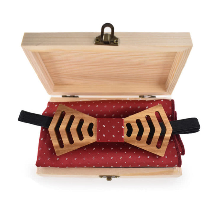 2Pcs Men's Novelty Cutout Regular Shape Wooden Bow Tie Set - image 1