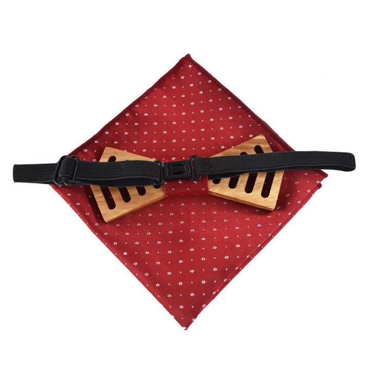 2Pcs Men's Novelty Cutout Regular Shape Wooden Bow Tie Set - image 4