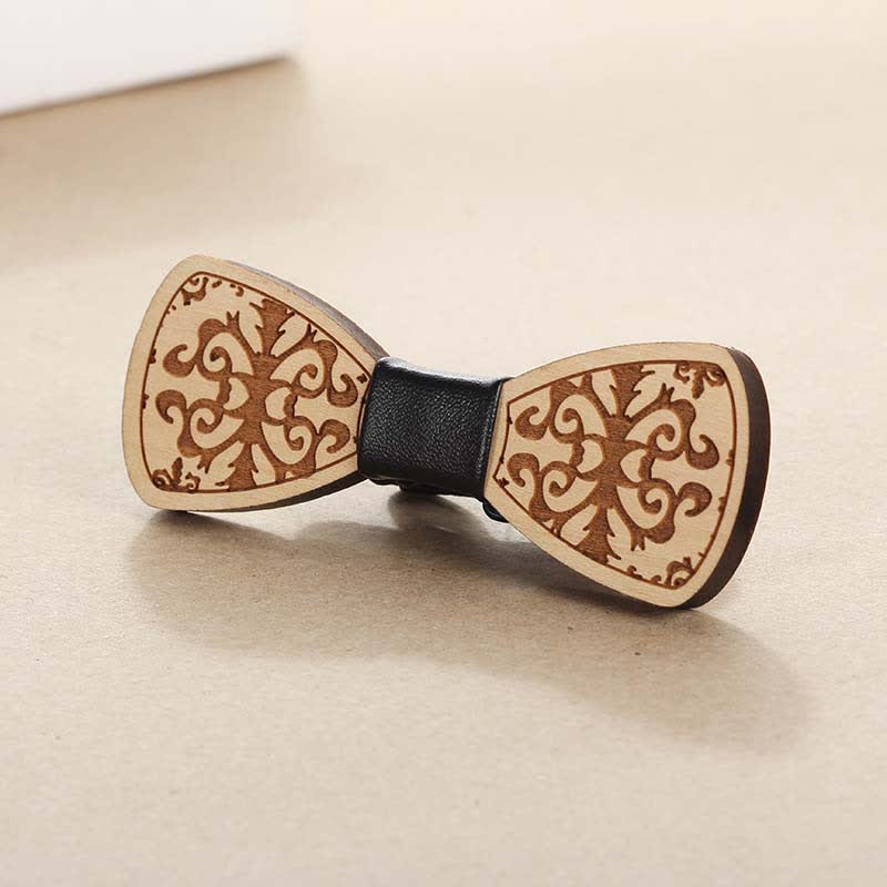 Men's Wedding Party Accessories Carved Wooden Bow Tie - image 1