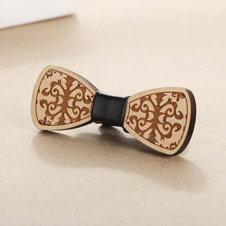Men's Wedding Party Accessories Carved Wooden Bow Tie - image 1
