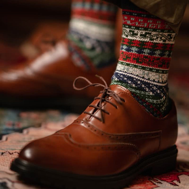 Geometric Pattern Vintage Cotton Crew Socks - image 3
