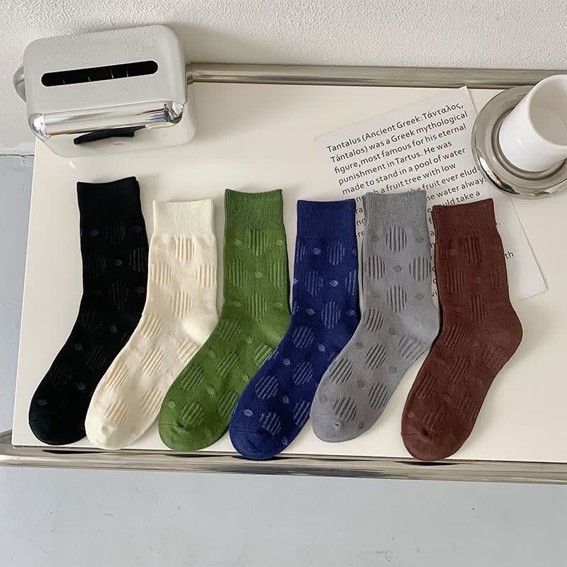 Solid Color Dotted Classic Cotton Crew Socks - image 1