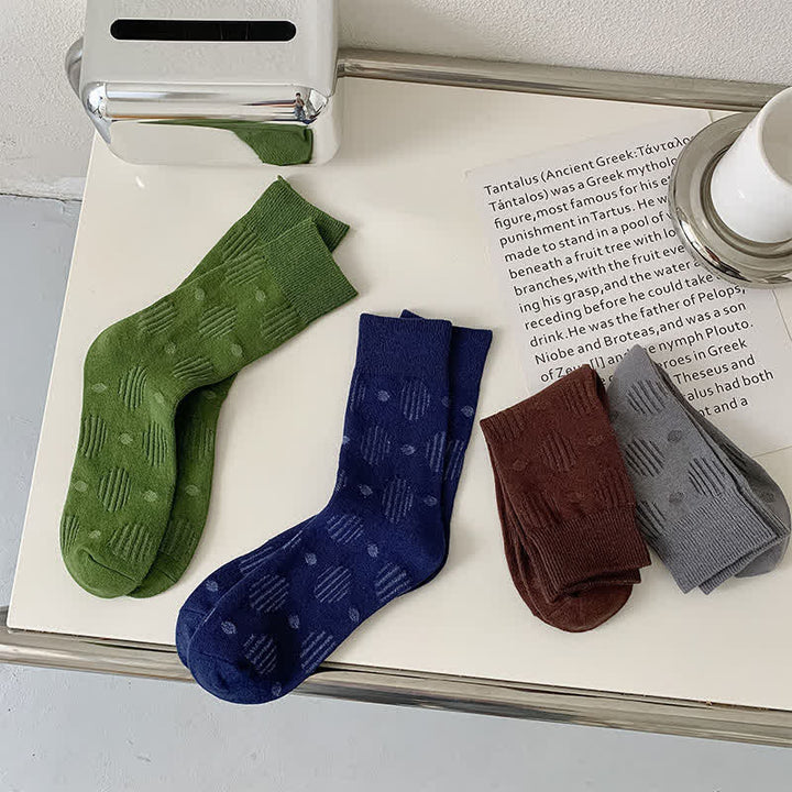 Solid Color Dotted Classic Cotton Crew Socks - image 4