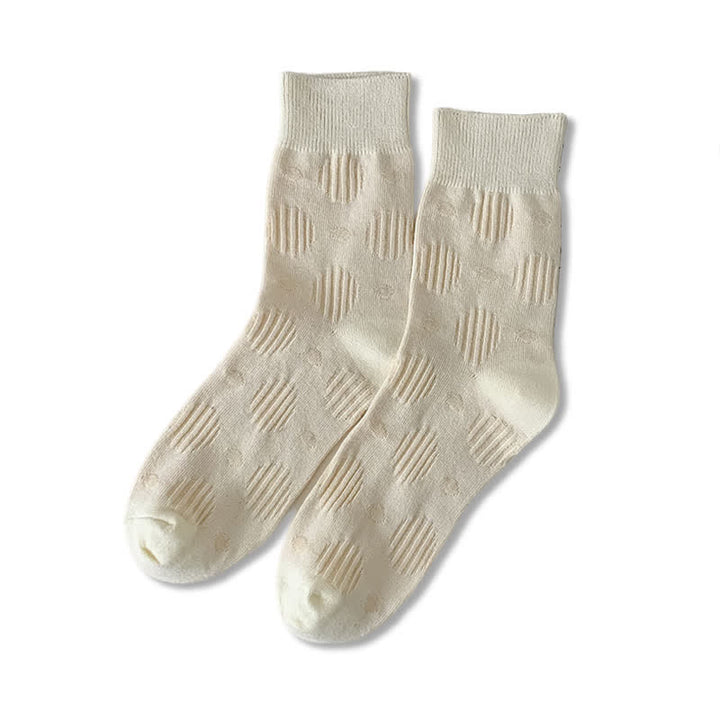 Solid Color Dotted Classic Cotton Crew Socks - White - 6 Pairs - One Size (US 6.5 - US 10) - image 15