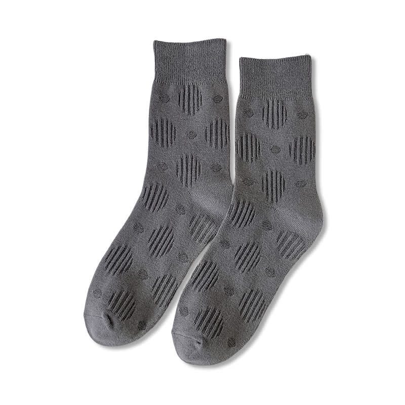 Solid Color Dotted Classic Cotton Crew Socks - Gray - 6 Pairs - One Size (US 6.5 - US 10) - image 2