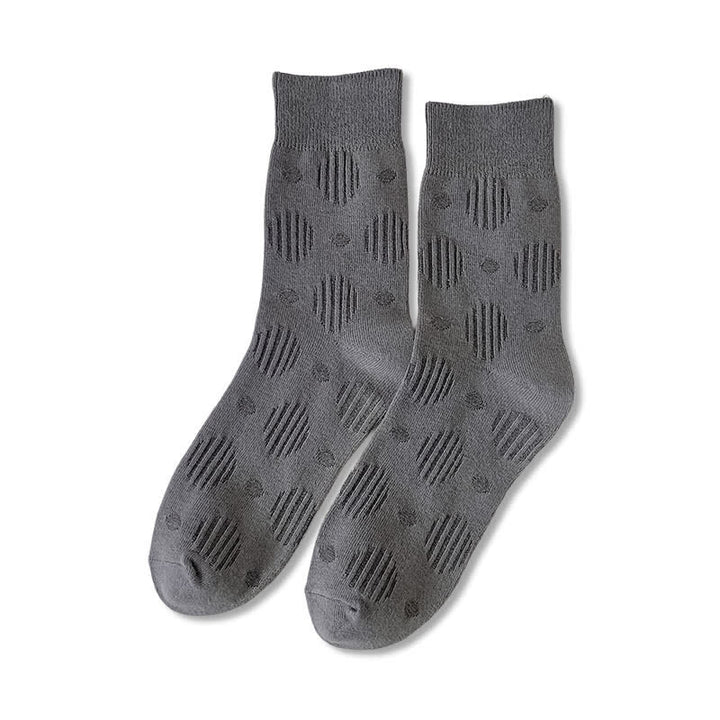 Solid Color Dotted Classic Cotton Crew Socks - Gray - 6 Pairs - One Size (US 6.5 - US 10) - image 2