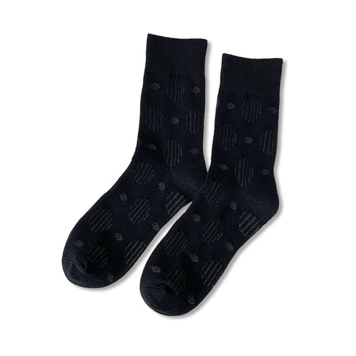 Solid Color Dotted Classic Cotton Crew Socks - Black - 6 Pairs - One Size (US 6.5 - US 10) - image 18