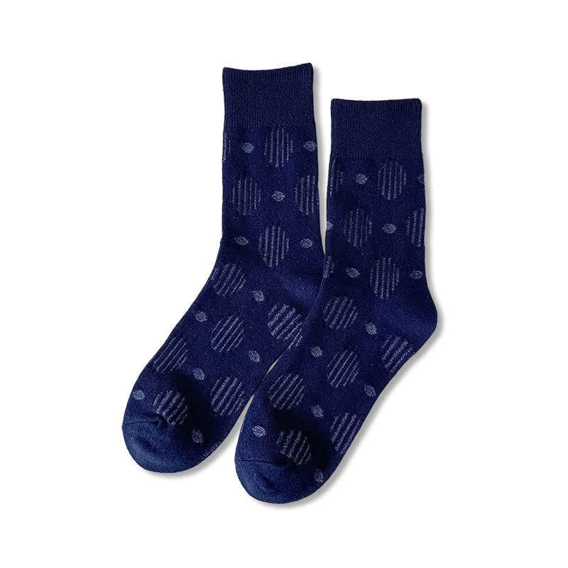 Solid Color Dotted Classic Cotton Crew Socks - Navy - 6 Pairs - One Size (US 6.5 - US 10) - image 17