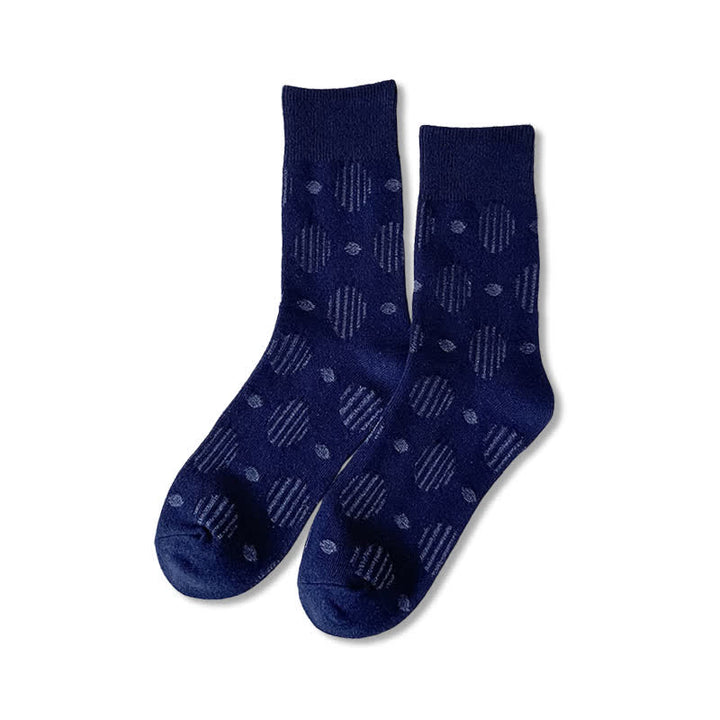 Solid Color Dotted Classic Cotton Crew Socks - Navy - 6 Pairs - One Size (US 6.5 - US 10) - image 17