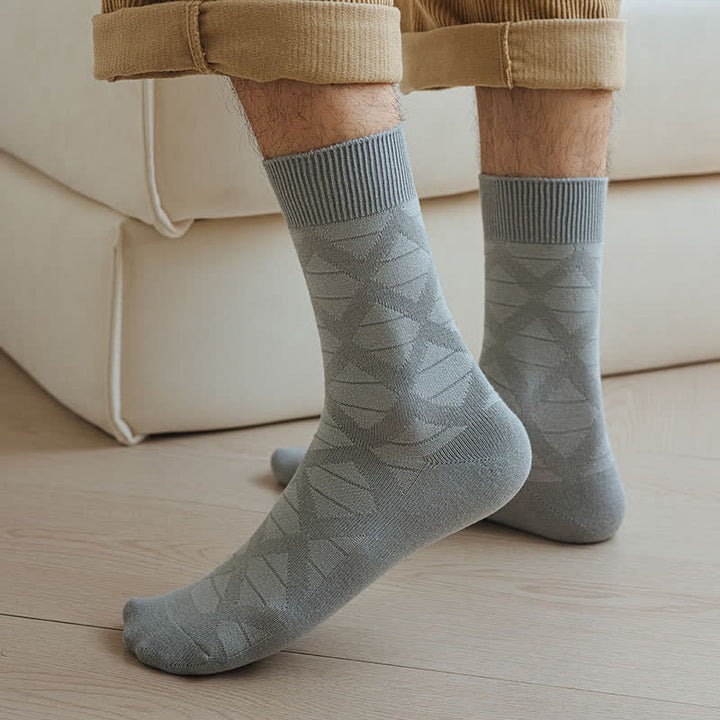 Diamond Pattern Fashion Plaid Knitting Cotton Crew Socks - image 12