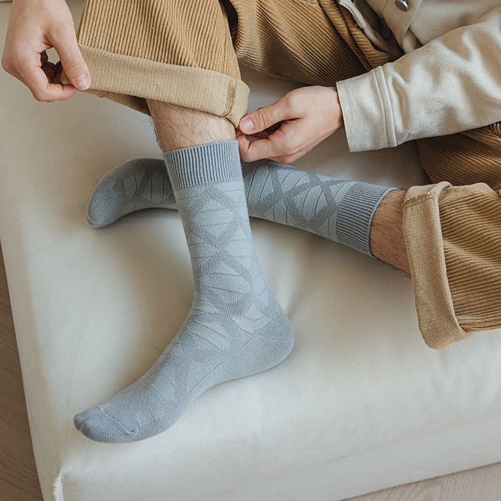 Diamond Pattern Fashion Plaid Knitting Cotton Crew Socks - image 13