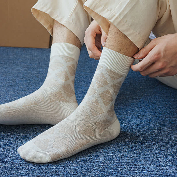 Diamond Pattern Fashion Plaid Knitting Cotton Crew Socks - image 16