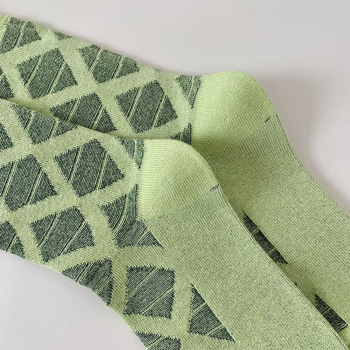 Diamond Pattern Fashion Plaid Knitting Cotton Crew Socks - image 9