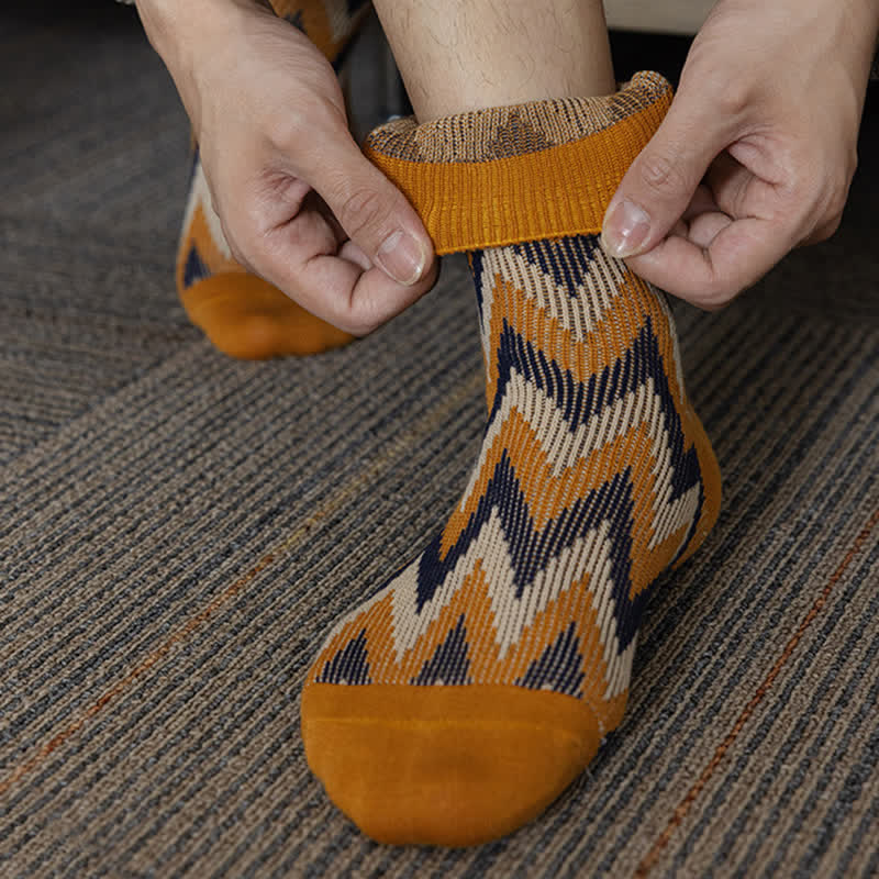 Funky Retro Zigzag Pattern Cotton Crew Socks - image 13