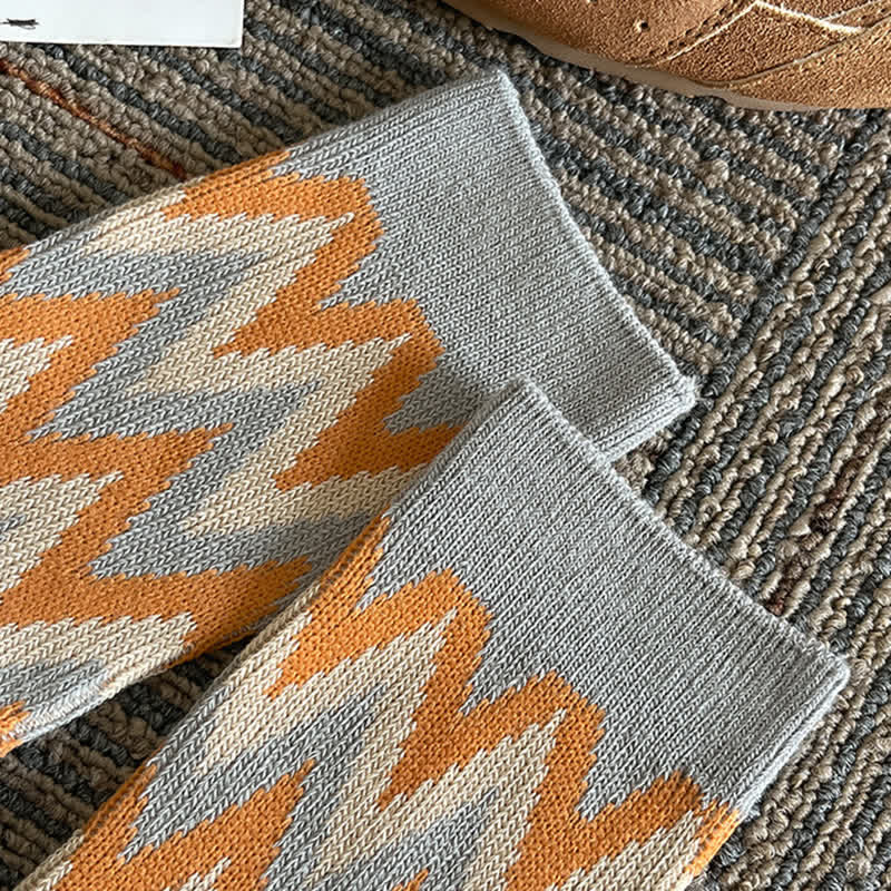 Funky Retro Zigzag Pattern Cotton Crew Socks - image 7