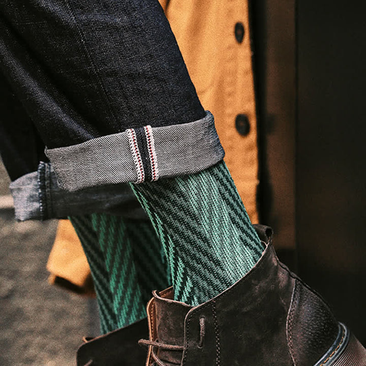 Two Tone Zigzag Printed Weekend Style Cotton Crew Socks - image 3
