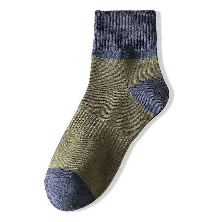 Colorblocking Contrast Sports Cotton Mid-calf Socks - Army Green & Navy - 6 Pairs - One Size (US 6.5 - US 10) - image 2