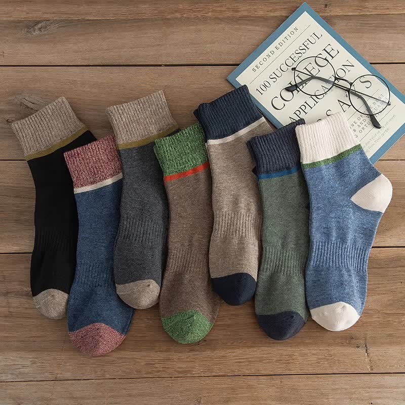 Colorblocking Contrast Sports Cotton Mid-calf Socks - image 1