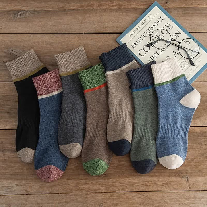 Colorblocking Contrast Sports Cotton Mid-calf Socks - image 1